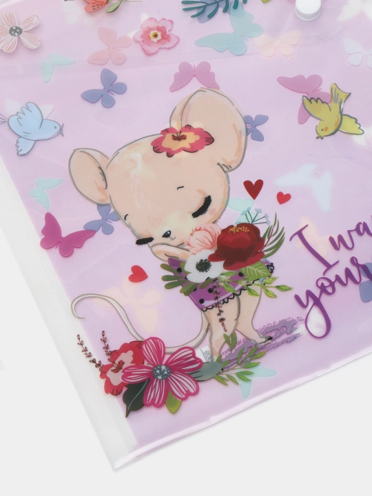 ErichKrause® Cute Animals, A4, 54909 Plastik tugmali konvert-papkalar