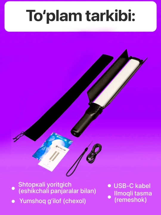 RGB chiroq tayoqchasi, Light Stick, fotosurat va video uchun rangli RGB, 50 sm