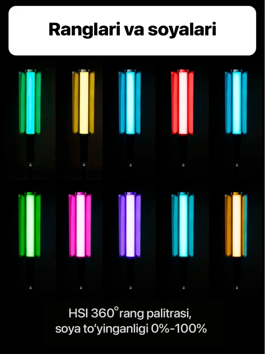 RGB chiroq tayoqchasi, Light Stick, fotosurat va video uchun rangli RGB, 50 sm