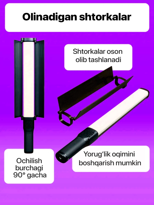 RGB chiroq tayoqchasi, Light Stick, fotosurat va video uchun rangli RGB, 50 sm