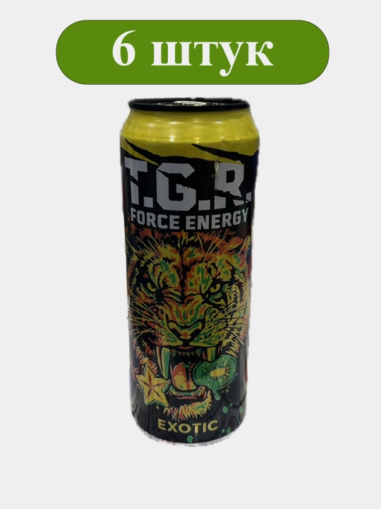 T.G.R. Exotic 0,45 l × 6 to‘plami — energetik ichimlik - 