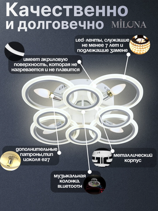 Shift uchun LED qandil, osma lyustra, zamonaviy lyustra, lyustra, 3 yorug'lik rejimi