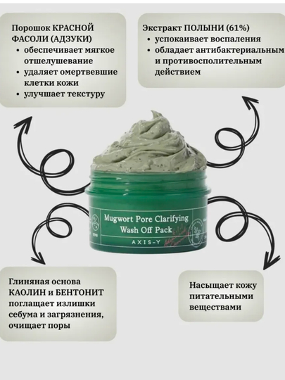 AXIS-Y Маска для лица Mugwort Pore Clarifying Wash Off Pack