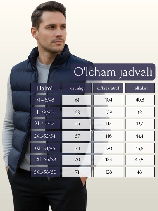 Erkaklar uchun yelek izolyatsiya qilingan, yengsiz, mavsumiy