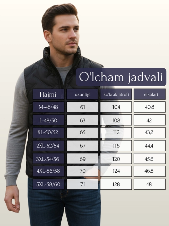 Erkaklar uchun yelek izolyatsiya qilingan, yengsiz, mavsumiy