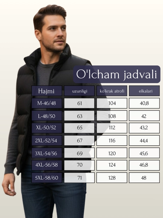 Erkaklar uchun yelek izolyatsiya qilingan, yengsiz, mavsumiy