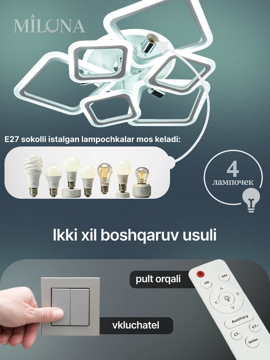 Shift uchun LED qandil, osma lyustra, zamonaviy lyustra, lyustra, 3 yorug'lik rejimi