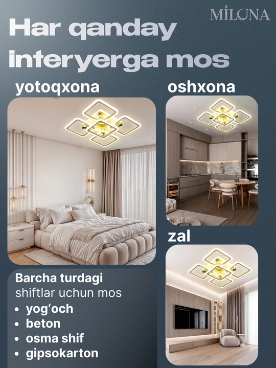 Shift uchun LED qandil, osma lyustra, zamonaviy lyustra, lyustra, 3 yorug'lik rejimi