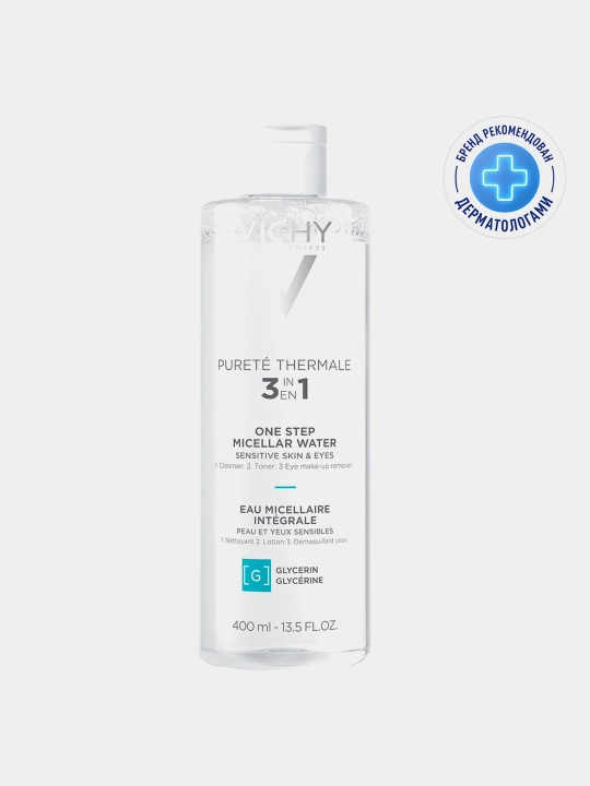 Vichy Purete Thermale Мицеллярная вода универсальная 3 в 1 для чувствительной кожи лица и вокруг глаз, 400 мл