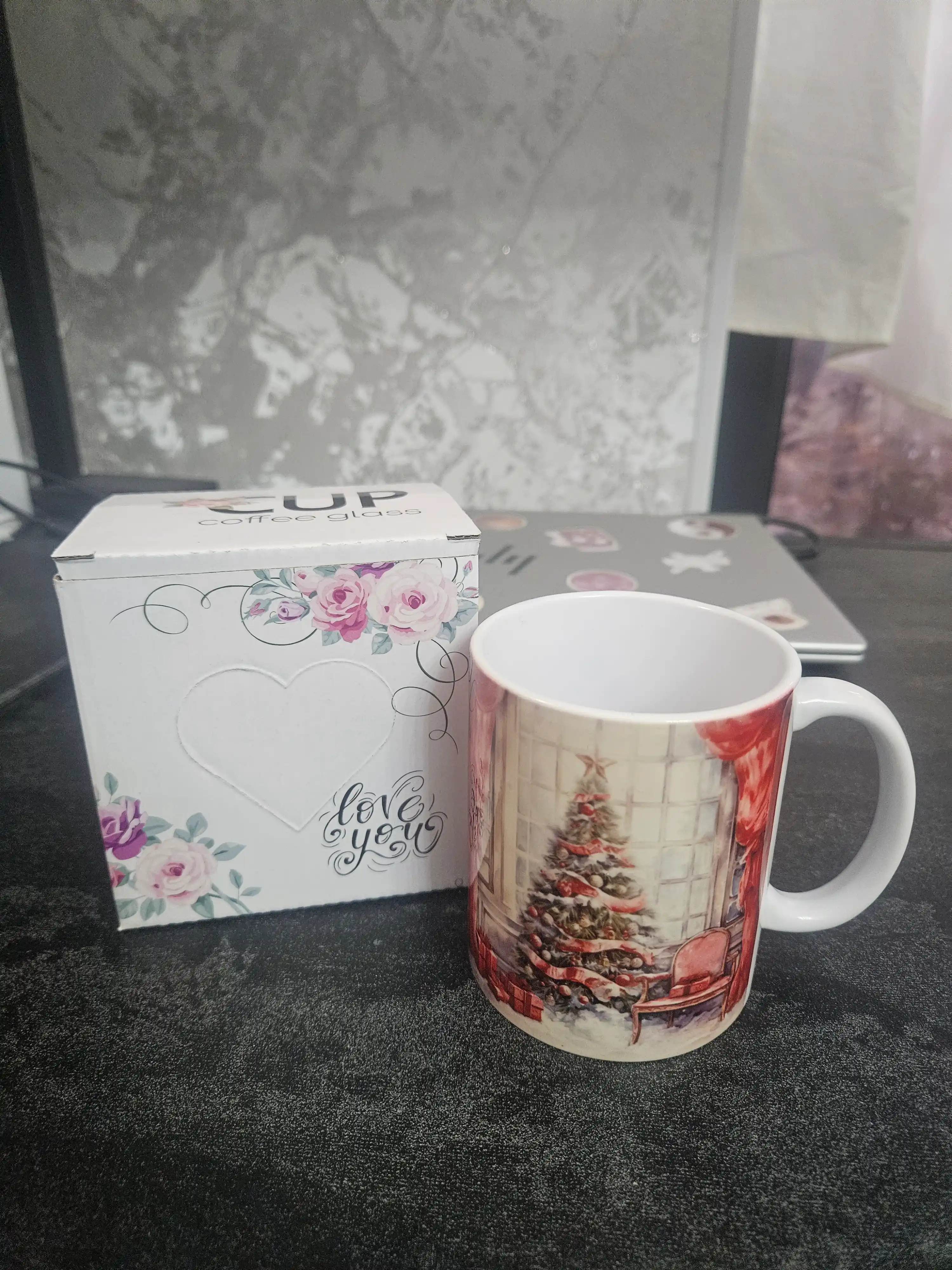 Bosma krujkalar, qish fasli printlari bilan sovg'a uchun, choy va kofe uchun