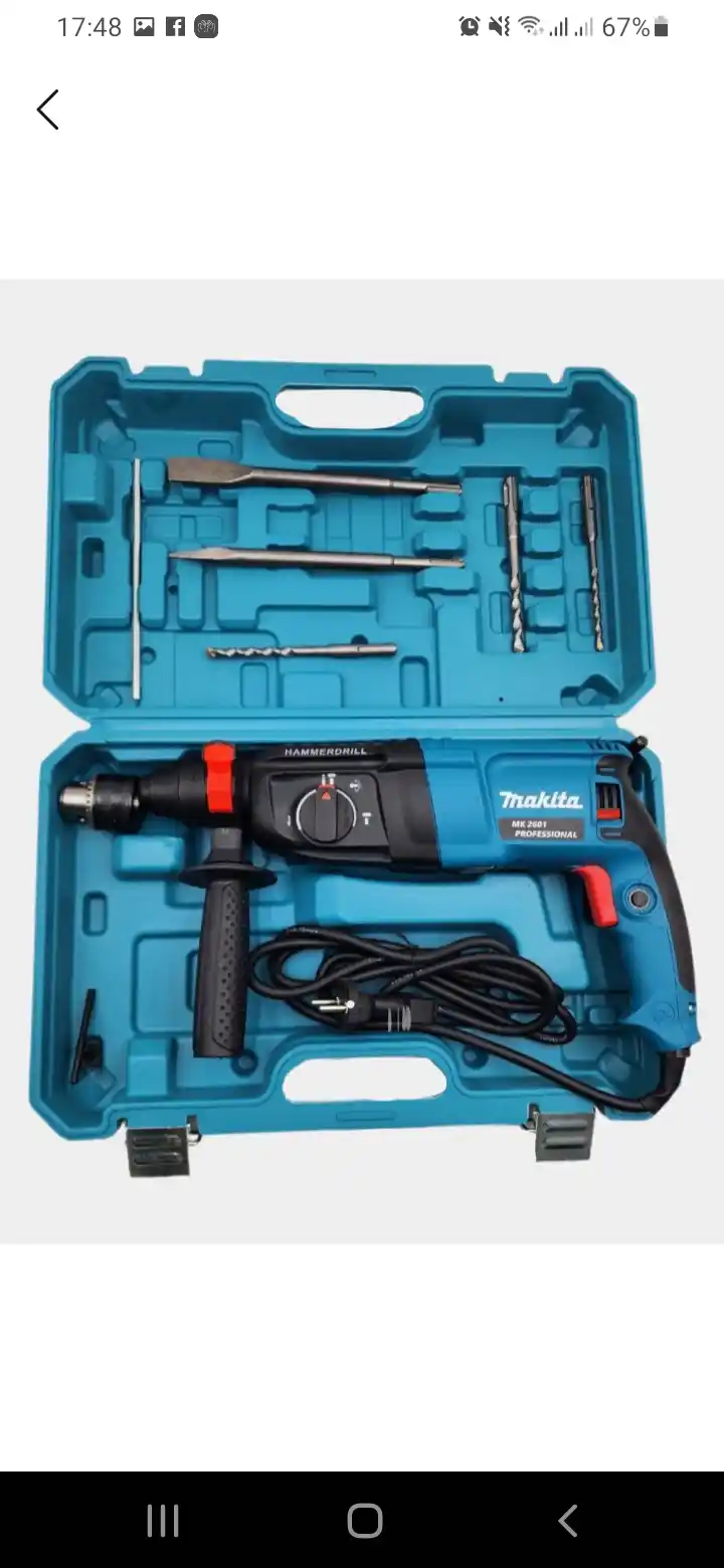 Perforator SDS PLUS, 26 mm, 800 Vt, 900 aylanish/min, 5 bur to'plamda