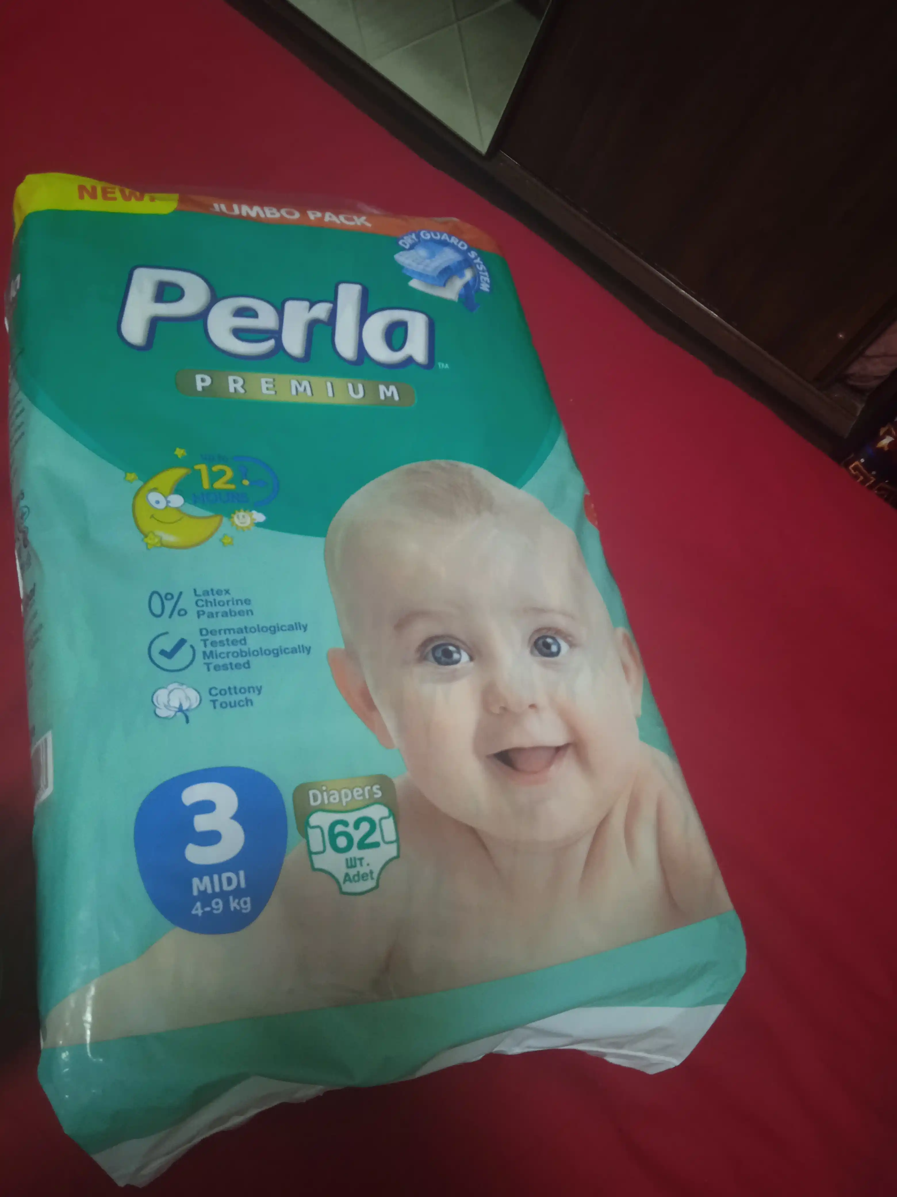 Подгузники Perla Premium №3, 4-9 кг, 62 шт