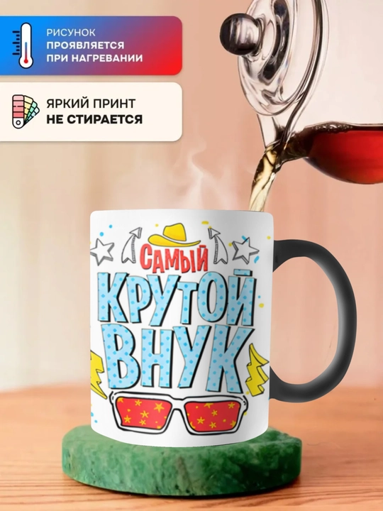Кружка хамелеон, меняющая цвет,Кружка с принтом для мамы, бабушки, папы, дедушки.В Подарок