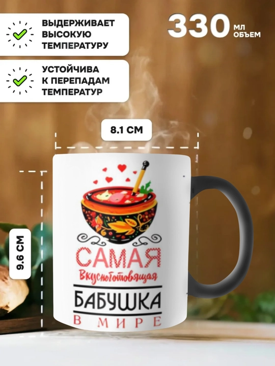 Кружка хамелеон, меняющая цвет,Кружка с принтом для мамы, бабушки, папы, дедушки.В Подарок