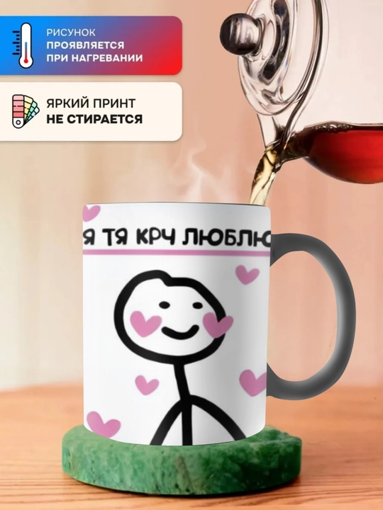 Кружка хамелеон, меняющая цвет,Кружка с принтом для мамы, бабушки, папы, дедушки.В Подарок
