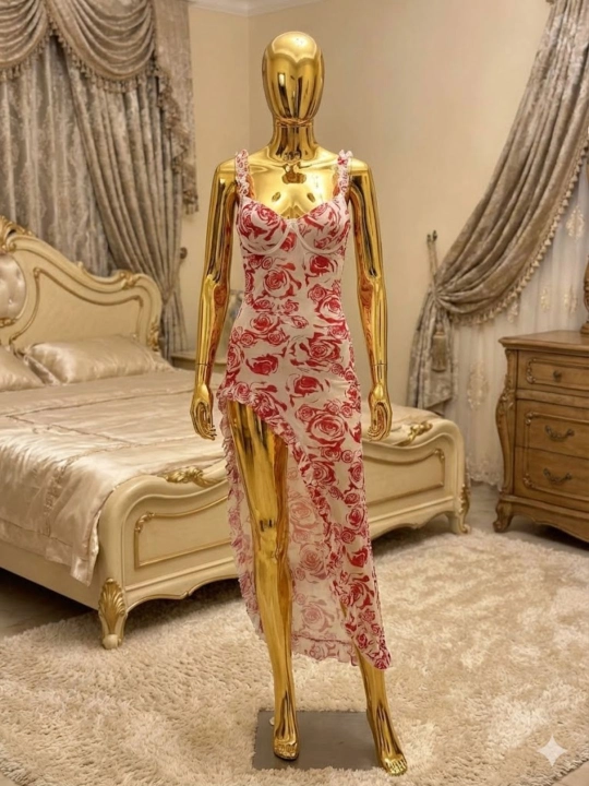 Женский сетчатый пеньюар длинный, нежный и утончённый фасон, S /XL - 