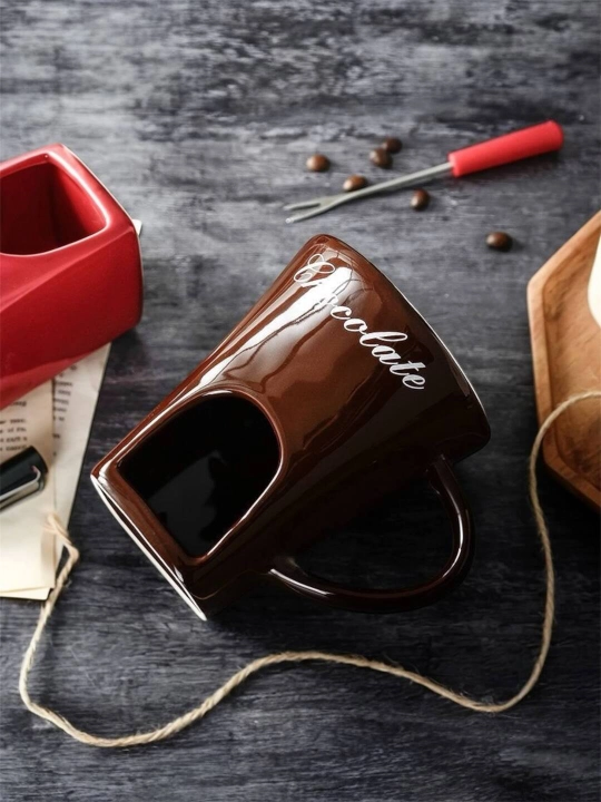 Chokolad erituvchi krujka,  fondyushnitsa, sovg‘a uchun, cham va vilka bilan
