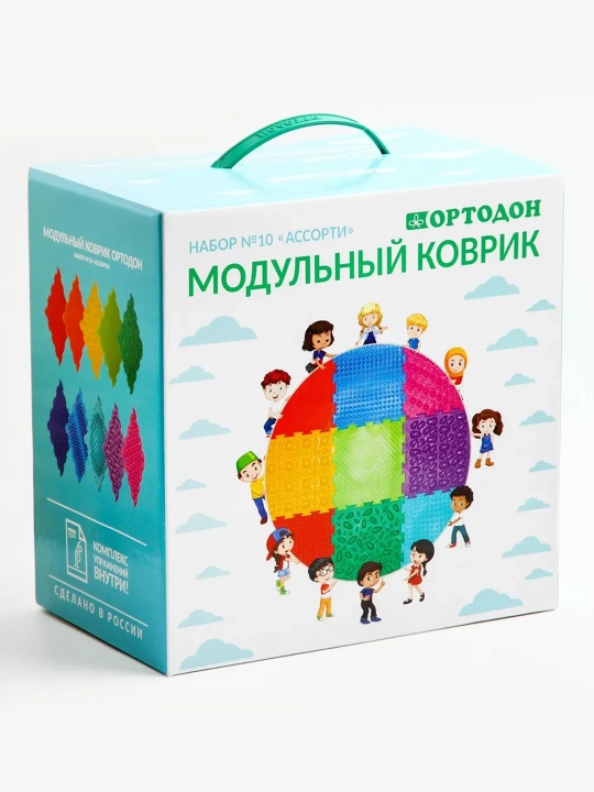 Коврик Массажер Ортодон Ассорти акупунктурный, модульная игра, ортопедический коврик,10 шт