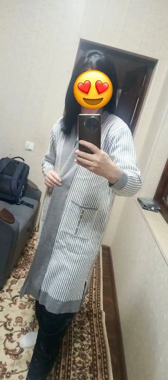 Ayol va qizlar uchun yo‘l-yo‘l dizayndagi uzun kardigan – 10 xil rangda NUS MAN