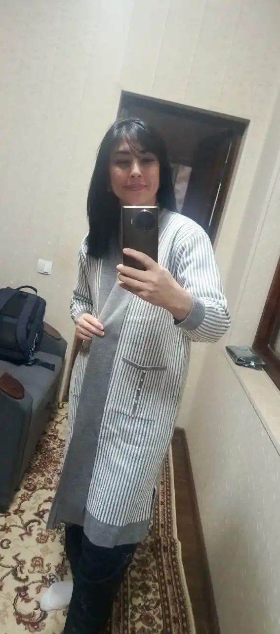 Ayol va qizlar uchun yo‘l-yo‘l dizayndagi uzun kardigan – 10 xil rangda NUS MAN