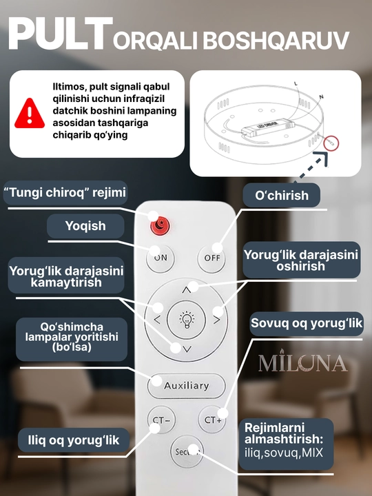 Shift uchun LED qandil, osma lyustra, zamonaviy lyustra, lyustra, 3 yorug'lik rejimi