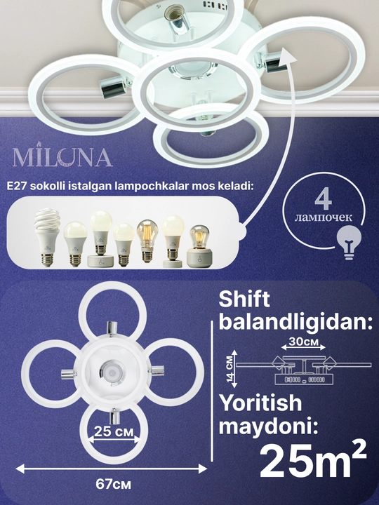 Shift uchun LED qandil, osma lyustra, zamonaviy lyustra, lyustra, 3 yorug'lik rejimi