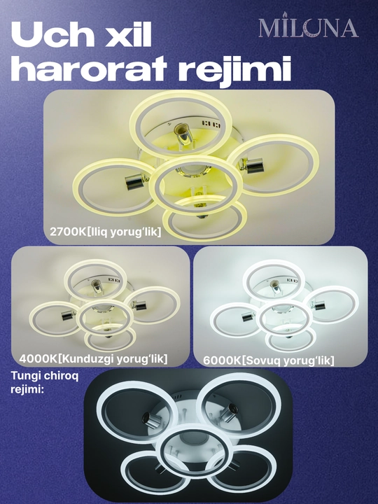 Shift uchun LED qandil, osma lyustra, zamonaviy lyustra, lyustra, 3 yorug'lik rejimi