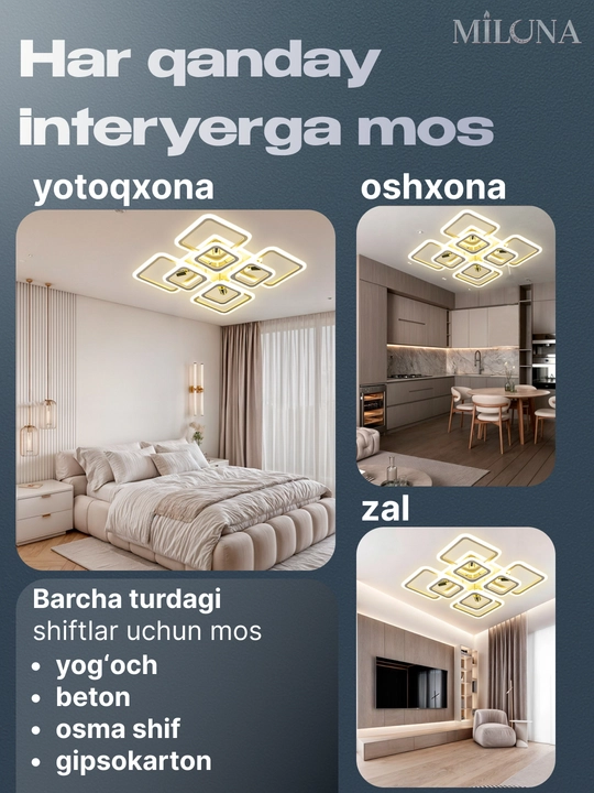 Shift uchun LED qandil, osma lyustra, zamonaviy lyustra, lyustra, 3 yorug'lik rejimi