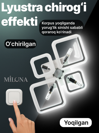 Shift uchun LED qandil, osma lyustra, zamonaviy lyustra, lyustra, 3 yorug'lik rejimi