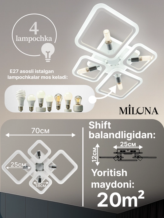 Shift uchun LED qandil, osma lyustra, zamonaviy lyustra, lyustra, 3 yorug'lik rejimi