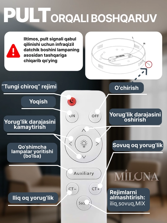Shift uchun LED qandil, osma lyustra, zamonaviy lyustra, lyustra, 3 yorug'lik rejimi
