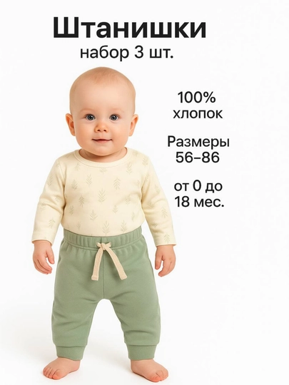 Штанишки для новорожденных, в комплекте 3 шт, хлопковые штанишки для малышей, для детей