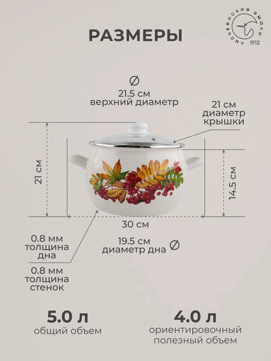 Набор кухонной посуды, Набор кастрюль Лысьвенские эмали, 2, 3.5, 5 литров