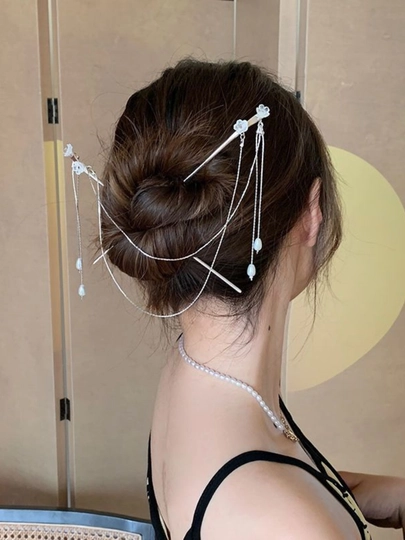 Китайская палочка-шпилька для волос — MOLLISS-KANZASHI2-БЕЛЫЙ
