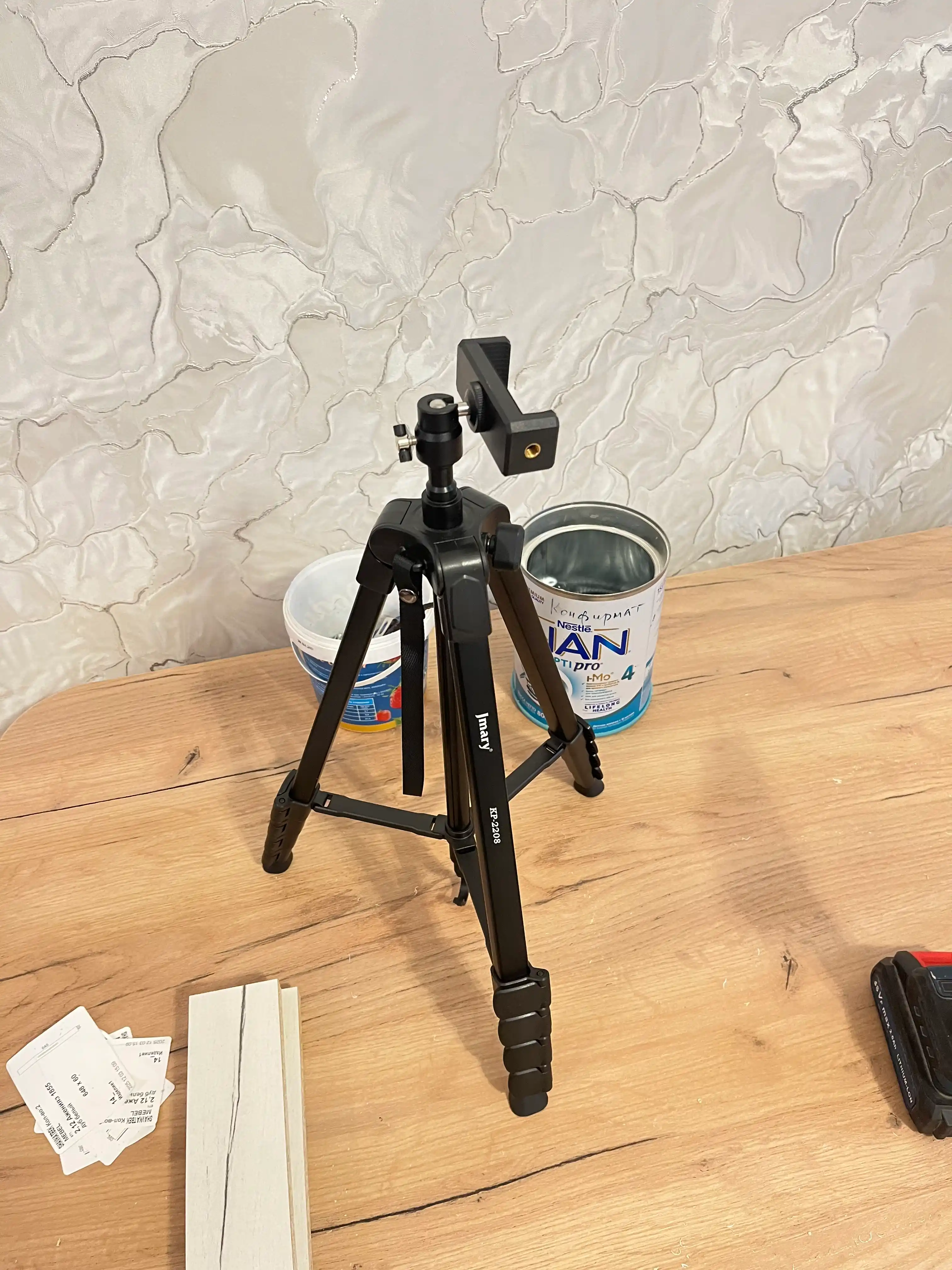 Shtativ 170 sm Jmary KP-2208, tripod telefon va kamera uchun ushlagichi bor, videolar