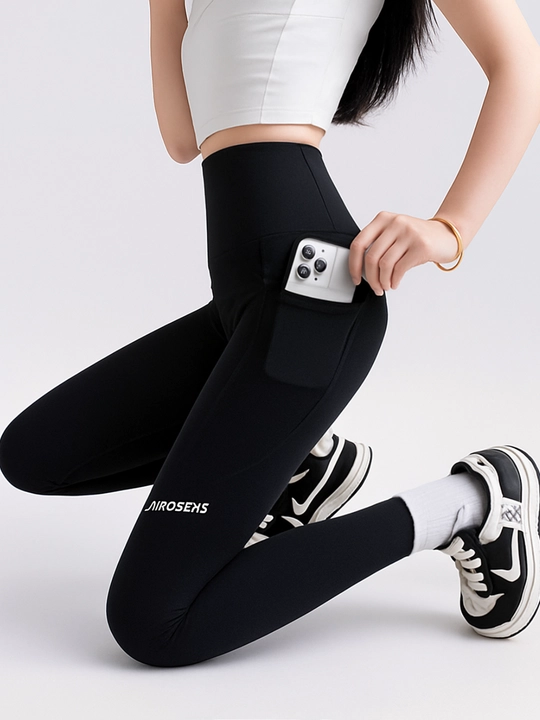 Ayollar losinalari, sport leggingslari belgacha, yon tomonida cho'ntakli va jun bilan