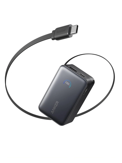 Anker Nano Power Bank 10000 mAh, 45W, o'rnatilgan tortib olinadigan USB-C kabeli + Type-C 4