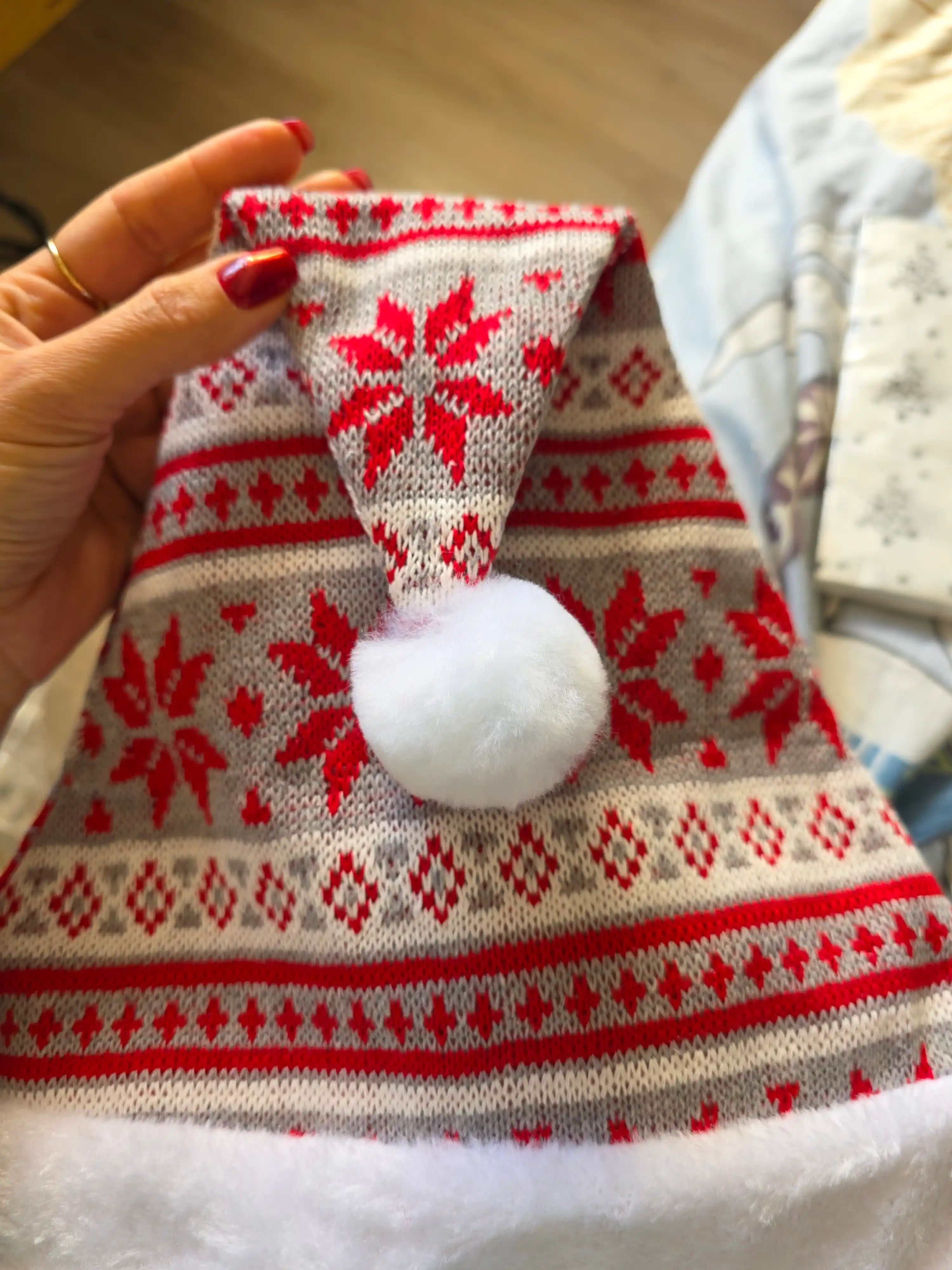 Naqshli Santa Klaus yangi yil qalpog‘i, 39 sm