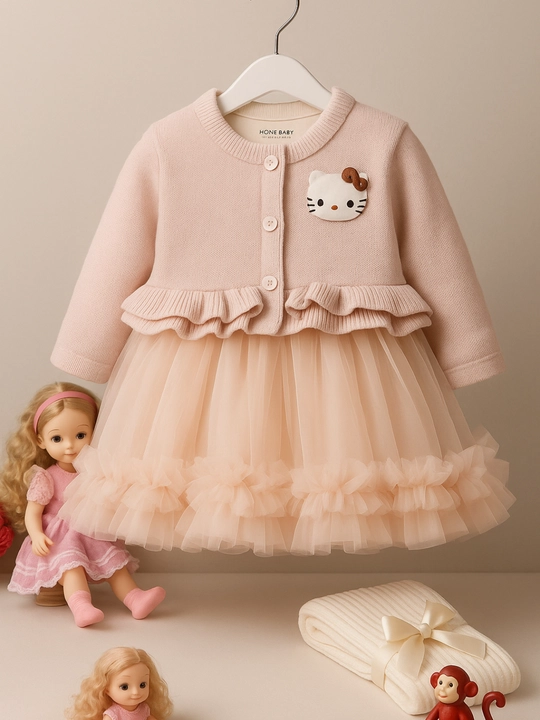 Светло-розовое платье с многослойной фатиновой юбкой для девочек 2–6 лет - 