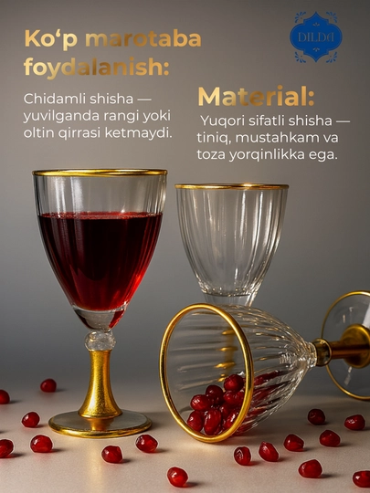 Rangli shishadan issiqqa chidamli ichimliklar uchun fujerlar,podarka uchun bokal 6 dona