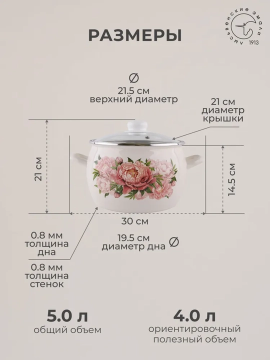 Набор кухонной посуды, Набор кастрюль Лысьвенские эмали, 2, 3.5, 5 литров