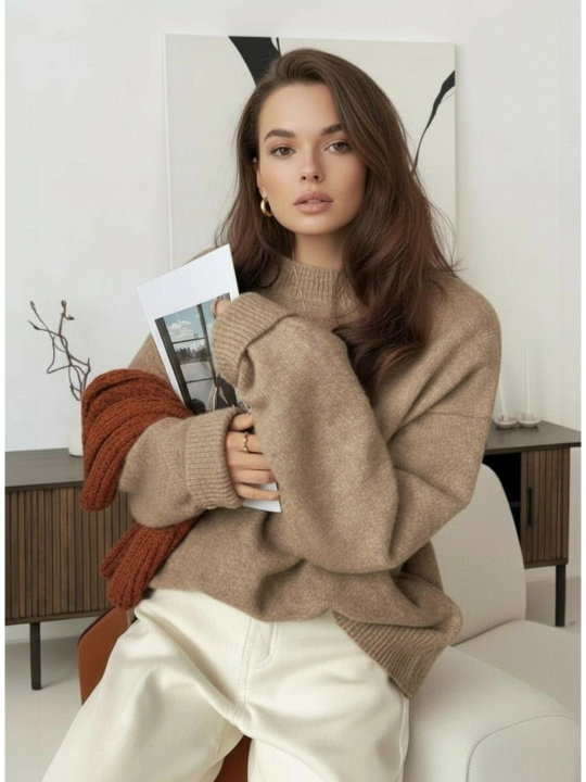 Svitеr ayollar uchun toqilgan ELLY FASHION oversize, iliq