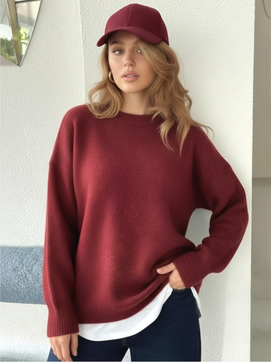 Svitеr ayollar uchun toqilgan ELLY FASHION oversize, iliq