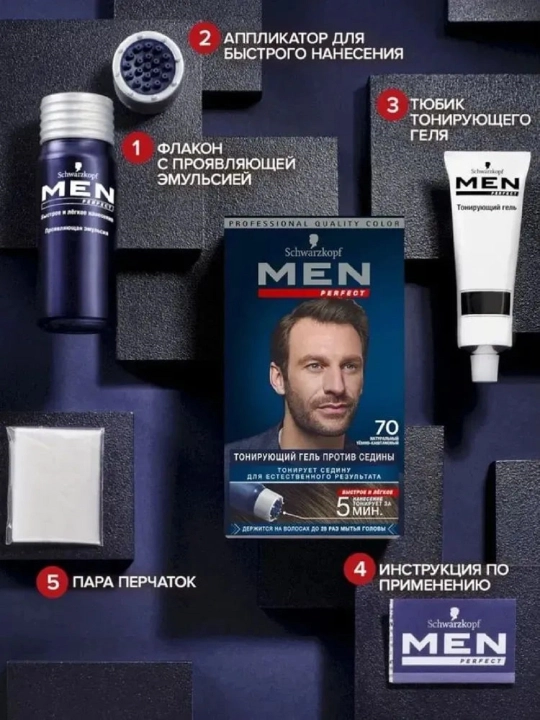 Краска для волос Schwarzkopf Men 70 натур темно-каштан против седины 80 мл