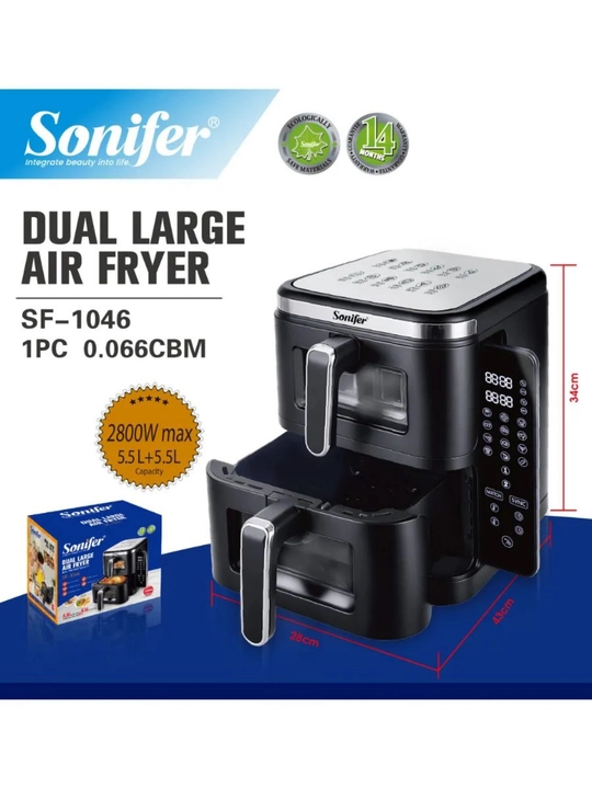Sonifer ikki idishli aerogrill — 2 TEN bilan tez pishirish, elektr