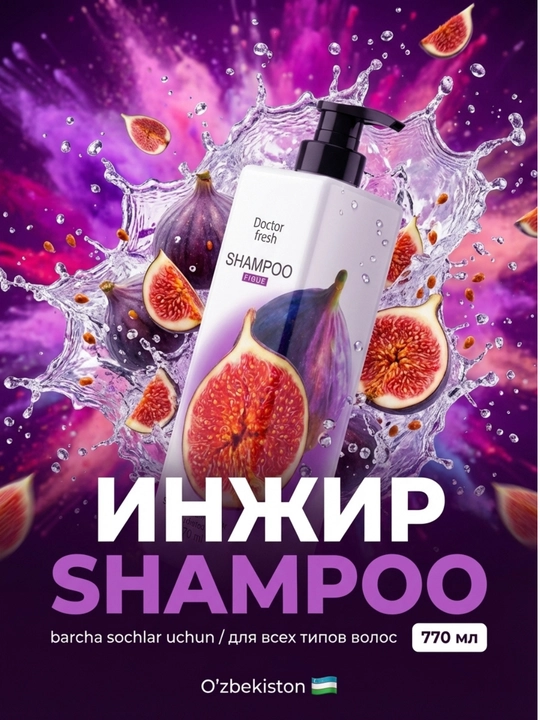 Doctor Fresh Shampuni, 770 ml, barcha soch turlari uchun mos - 