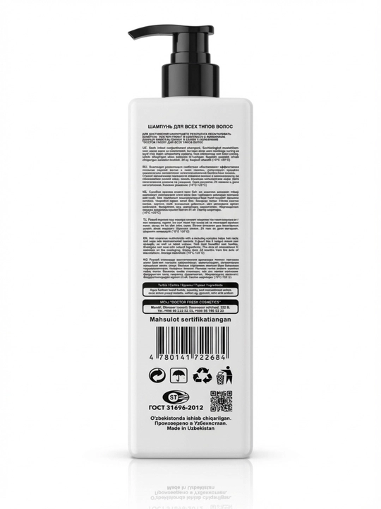 Doctor Fresh Shampuni, 770 ml, barcha soch turlari uchun mos