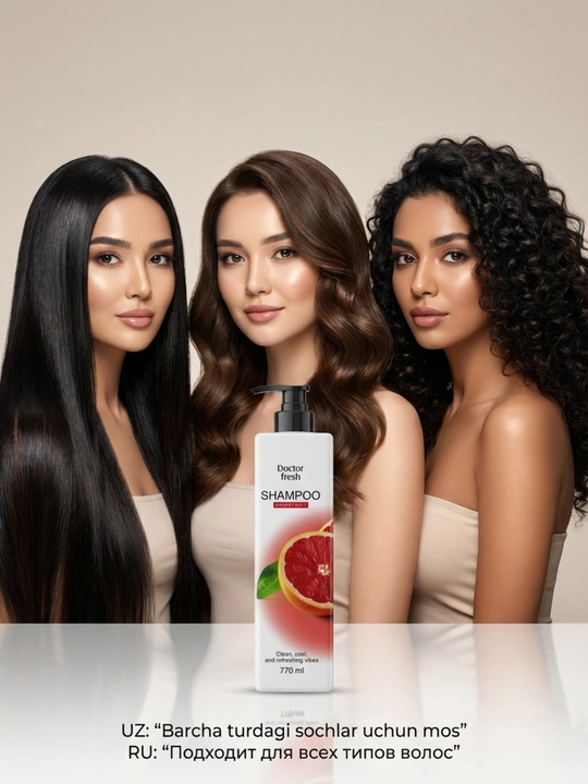 Doctor Fresh Shampuni, 770 ml, barcha soch turlari uchun mos
