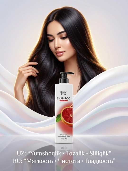 Doctor Fresh Shampuni, 770 ml, barcha soch turlari uchun mos