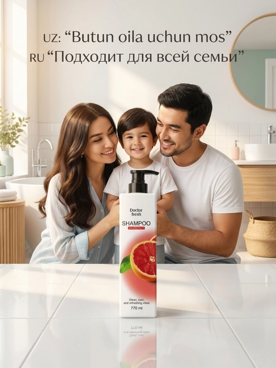Doctor Fresh Shampuni, 770 ml, barcha soch turlari uchun mos
